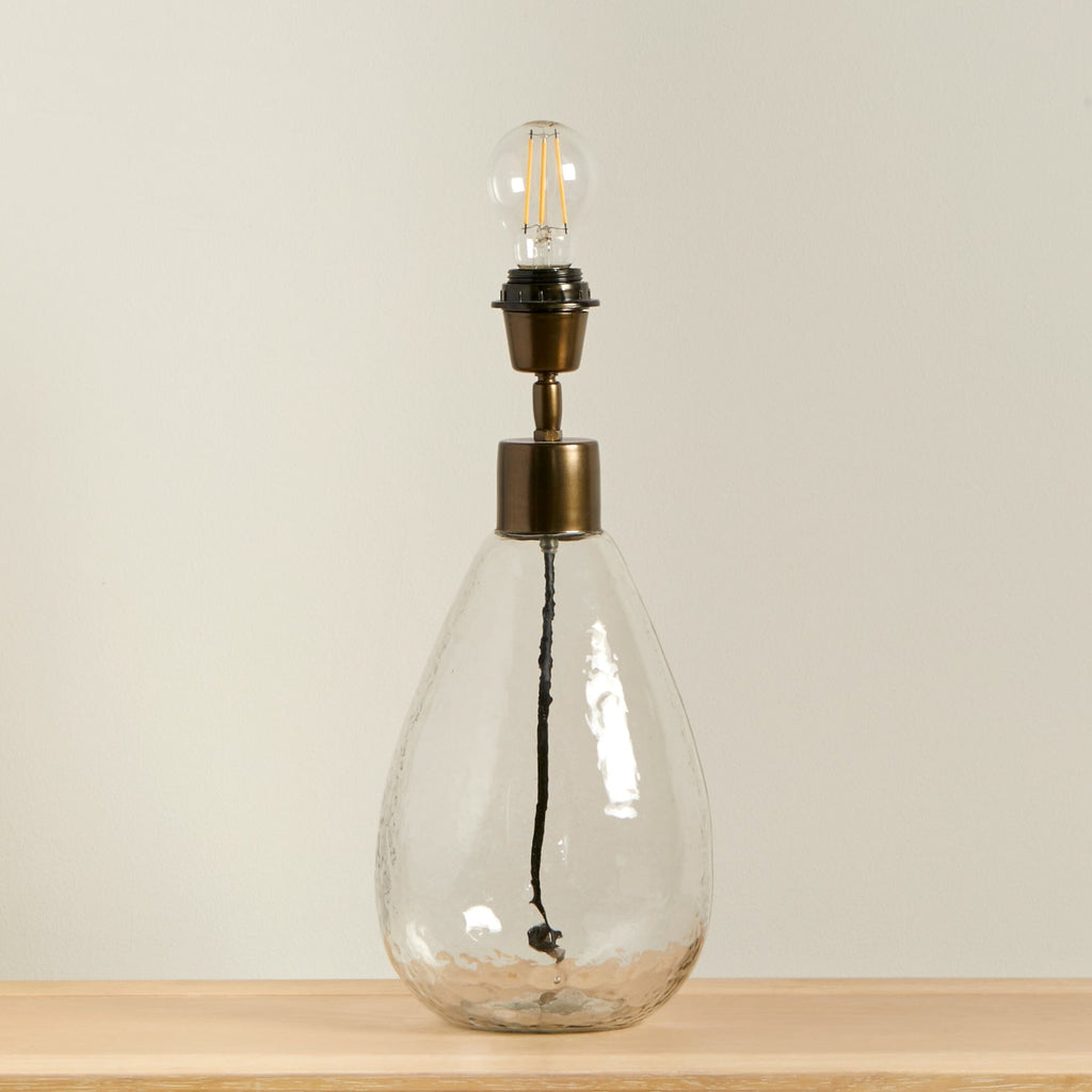 Breamore Clear Glass Lamp with Coningsby Taupe Shade - 35cm