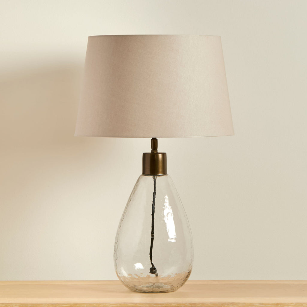 Breamore Clear Glass Lamp with Coningsby Taupe Shade - 35cm