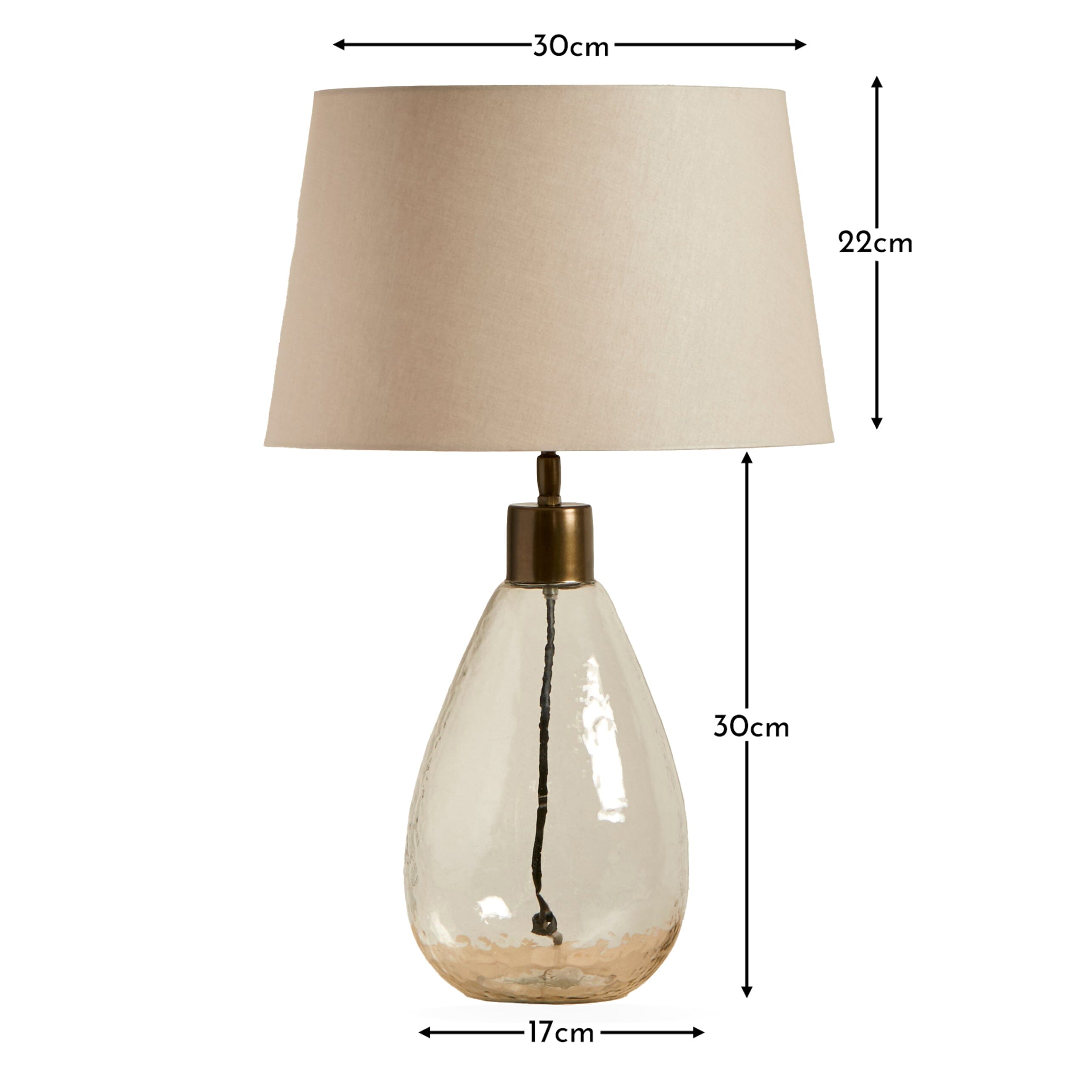 Breamore Clear Glass Lamp with Coningsby Taupe Shade - 35cm