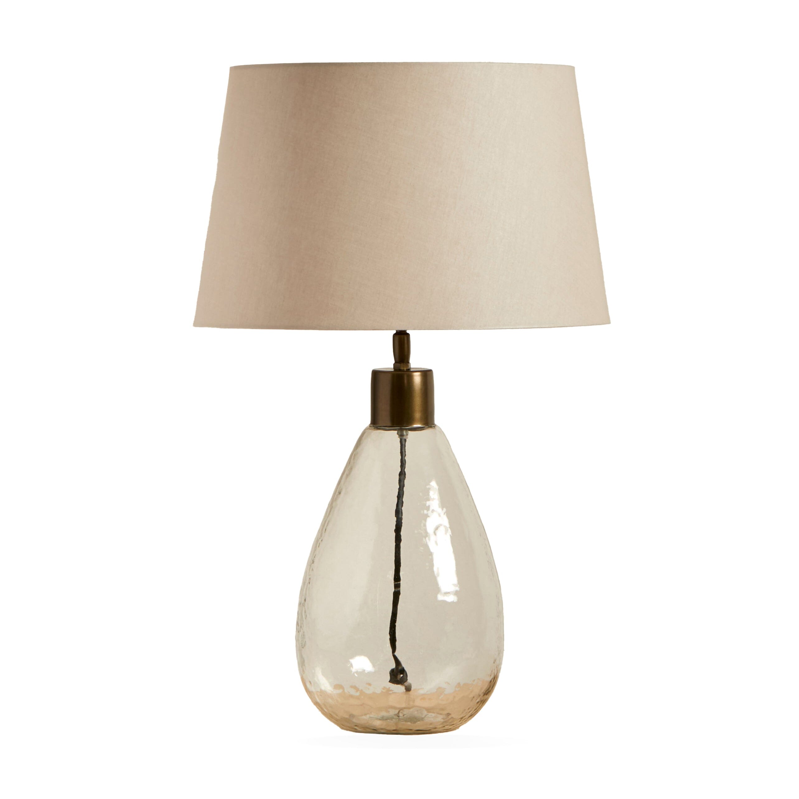 Breamore Clear Glass Lamp with Coningsby Taupe Shade - 35cm