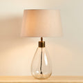 Breamore Clear Glass Lamp with Coningsby Taupe Shade - 35cm