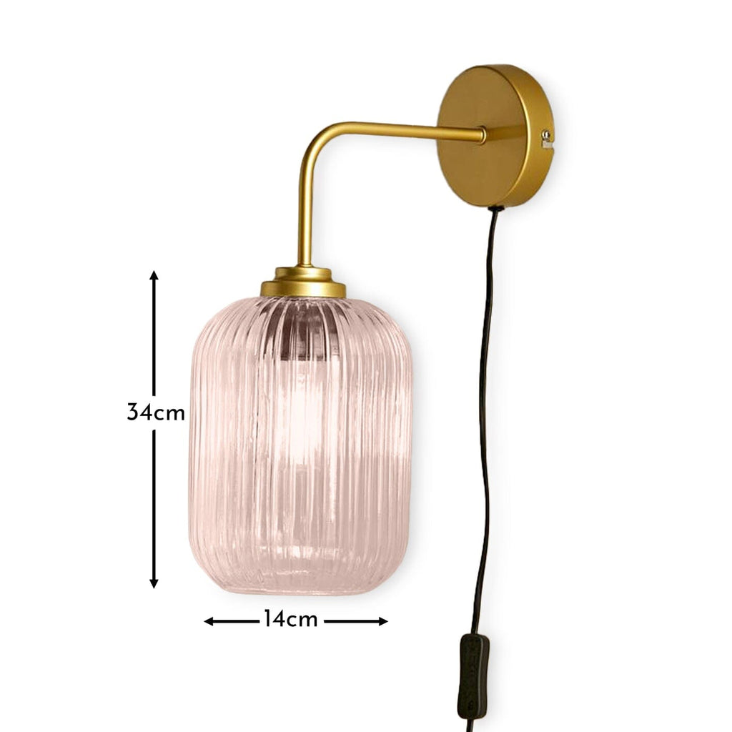 Elland Plug in Wall Light Gold - Blush Pink